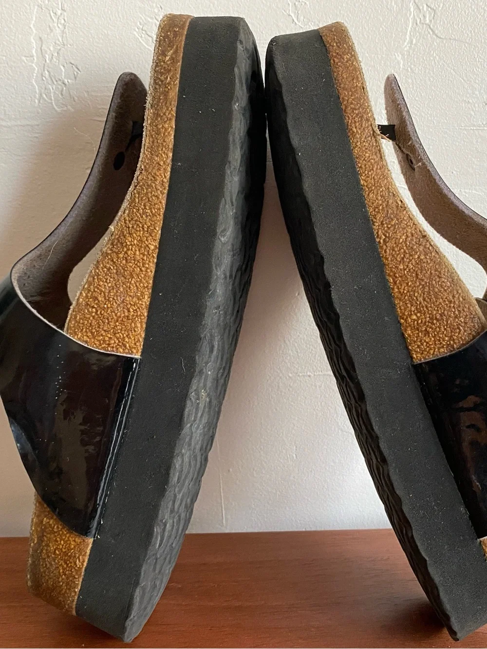 Pre-owned Papillio Gizeh Platform Women's Sandals with Black Strap Sz 40/9